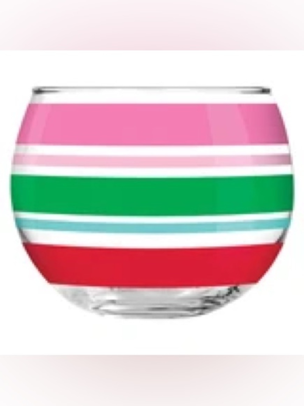 Roly Poly Striped Glass- Pink, Green & Red